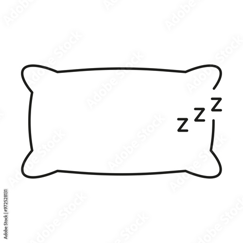 Pillow Line Icon, Symbolizing Sleep, Rest, And Relaxation. Bedtime And Sleep Hygiene Outline Icon. Isolated Vector Illustration