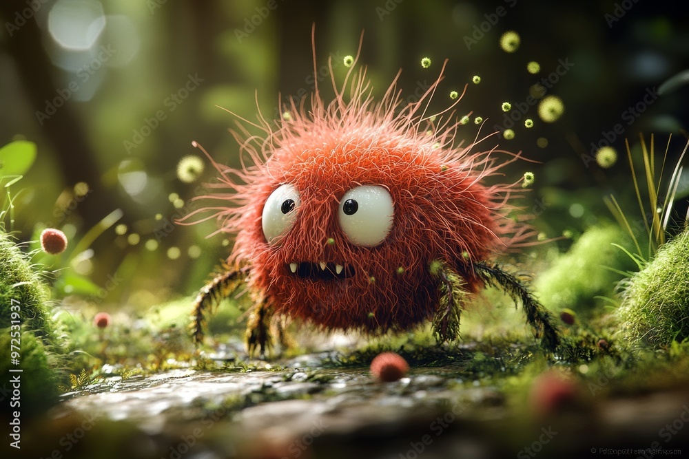 An illustration depicting a magical creature or character in an enchanted forest, Stock Image An illustration depicting a magical creature or character in an enchanted forest, Stock Image