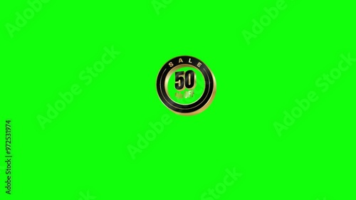 Green screen video frame featuring a circular banner with a black border, gold ring, bold 