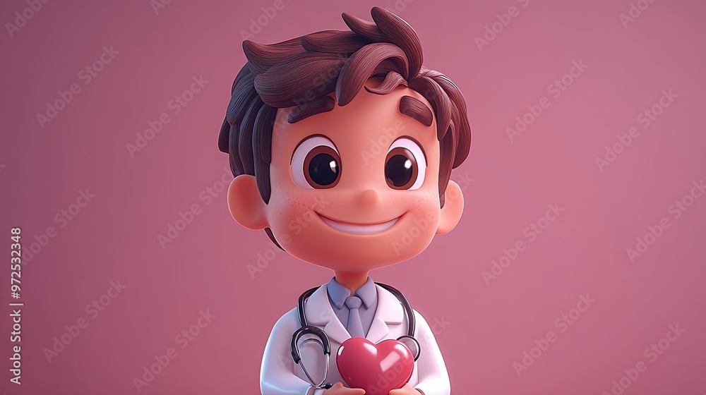 3d render doctor cartoon character wears uniform and stethoscope cardiologist listens to the heart hand up medical advice concept 3d render doctor cartoon character wears uniform and stethoscope cardiologist listens to the heart hand up medical advice concept