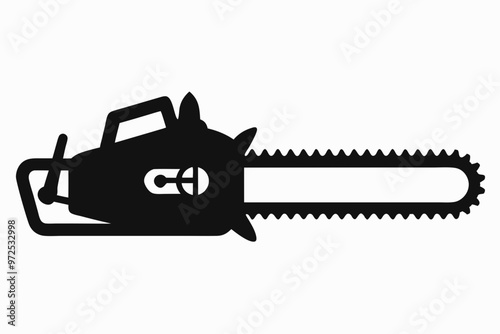 Chainsaw silhouette, Lumberjack icon, Chainsaw vector illustration