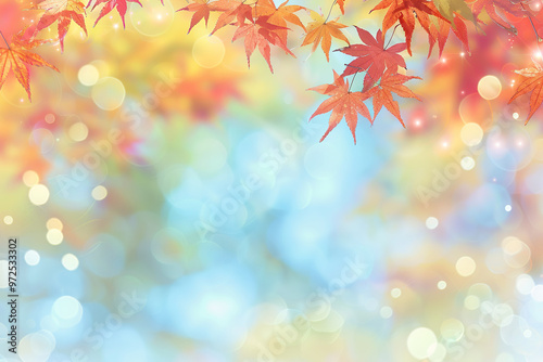 A leafy tree with red leaves and a blurry background.,