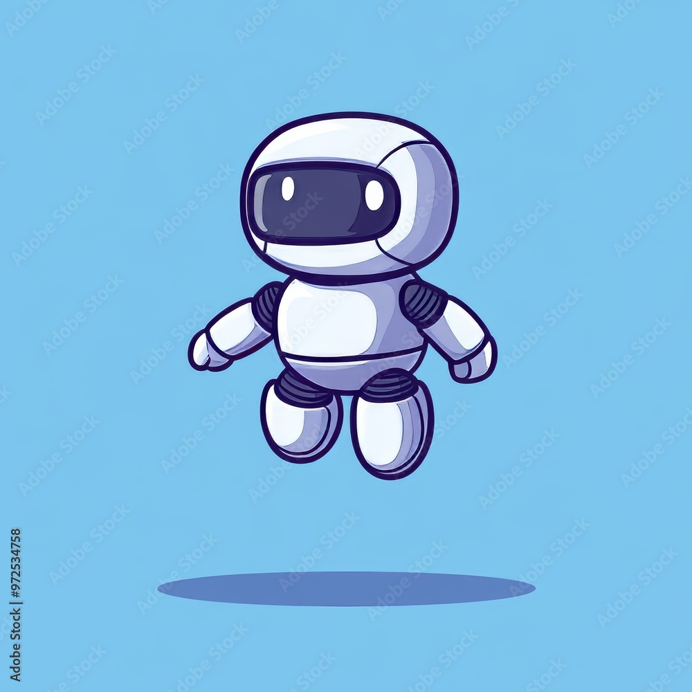 Icon illustration of an adorable robot waving a hand in style of science and technology futuristic smart AI Icon illustration of an adorable robot waving a hand in style of science and technology futuristic smart AI