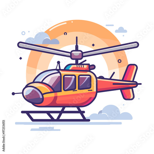 Helicopter Vector illustration in flat cartoon style on white background.