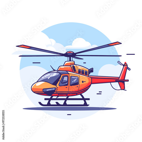 Helicopter icon. Vector illustration of a helicopter in cartoon style.