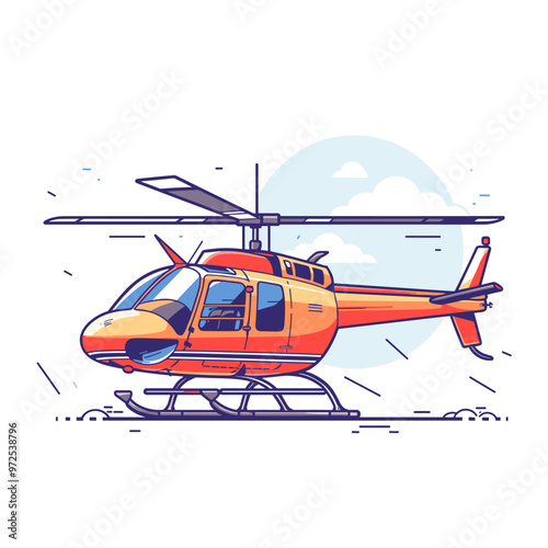 Helicopter icon. Vector illustration of a helicopter in cartoon style.