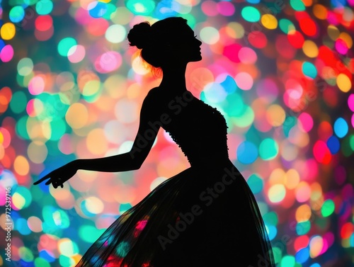 Elegant Dancer Silhouette with Colorful Lights