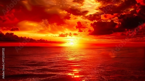 _Red_sunset_over_the_sea_rich_in_dark_clouds_rays_of