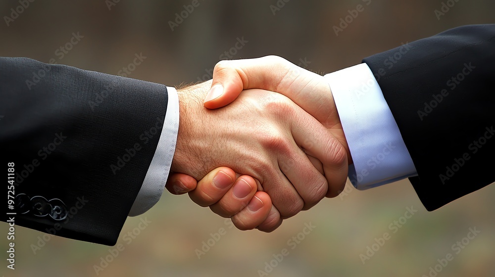 Two men in business suits shaking hands. Two men in business suits shaking hands.