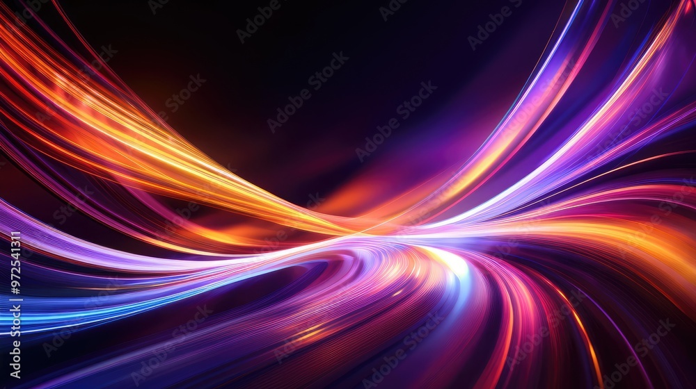Abstract background of glowing coloured wavy lines