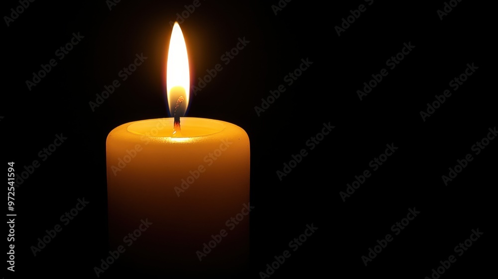 Illuminating Hope: Candle Flame in Darkness Representing Fragile Resilience and Solitude