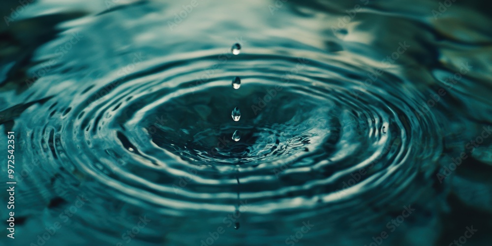 Sorrowful Reflections - Close-Up of Teardrop Creating Ripples in Water, Symbolizing Emotional Spread of Grief Sorrowful Reflections - Close-Up of Teardrop Creating Ripples in Water, Symbolizing Emotional Spread of Grief