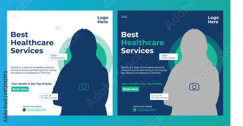 Medical healthcare social media post template