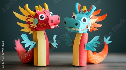 Craft two adorable dragon marionettes from recycled materials for Chinese New Year. These easy DIY toys, made from toilet paper rolls, will delight kids and inspire their creativity.