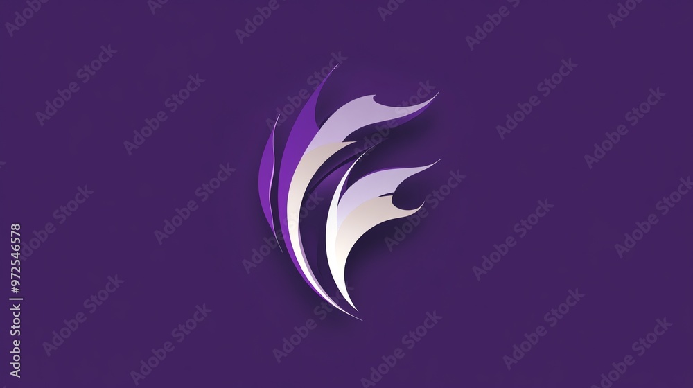 Abstract purple and white logo on a purple background. Abstract purple and white logo on a purple background.
