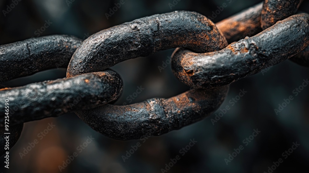 A close-up of a chain link, showing a black and rusty surface, symbolizing strength and the passage of time. A close-up of a chain link, showing a black and rusty surface, symbolizing strength and the passage of time.