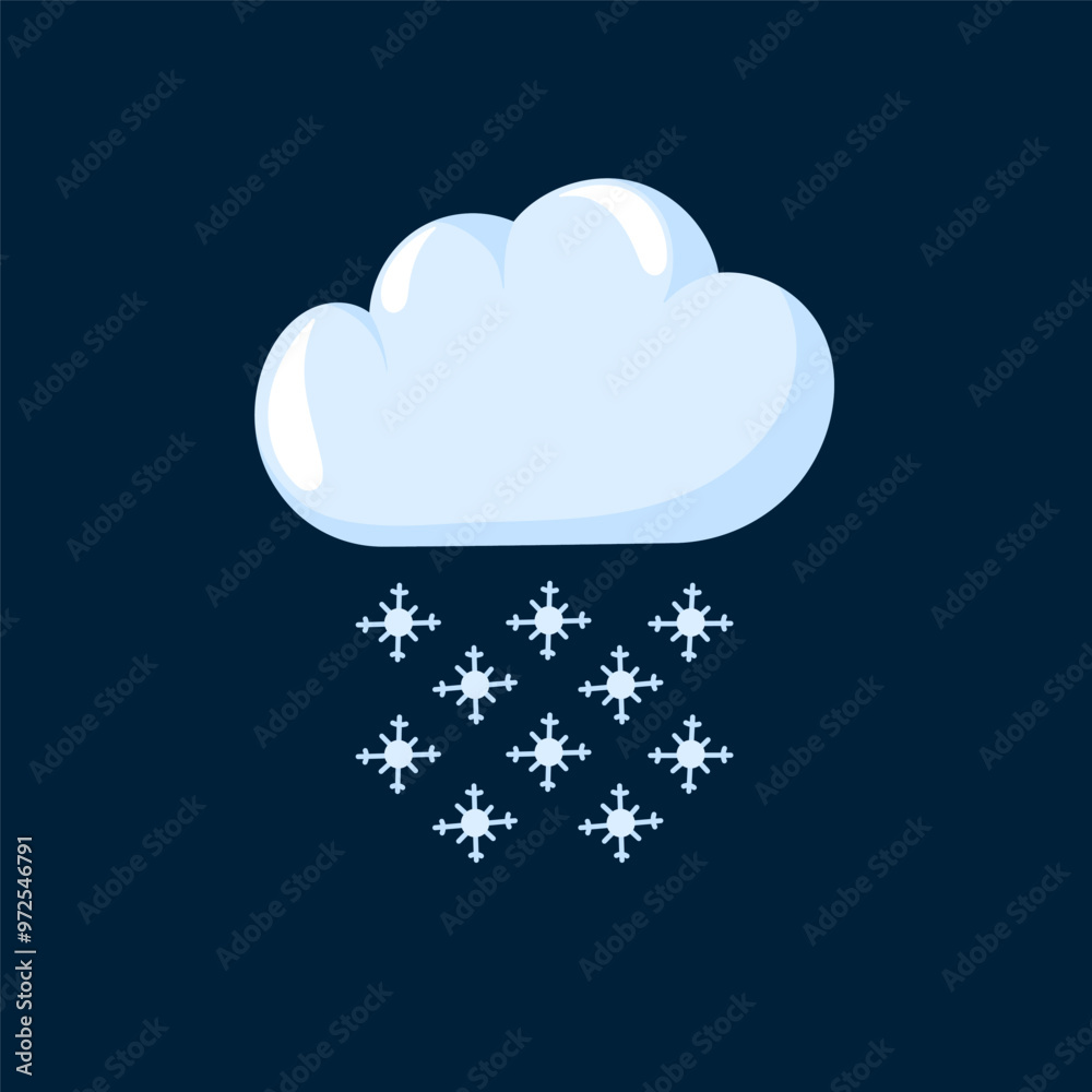 Cloud with snow icon in cartoon. Serene winter vibe. Cloud with snow icon in cartoon. Serene winter vibe.