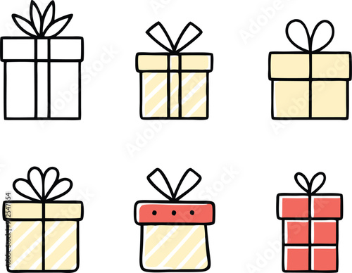 Vector illustration of various holiday gift boxes