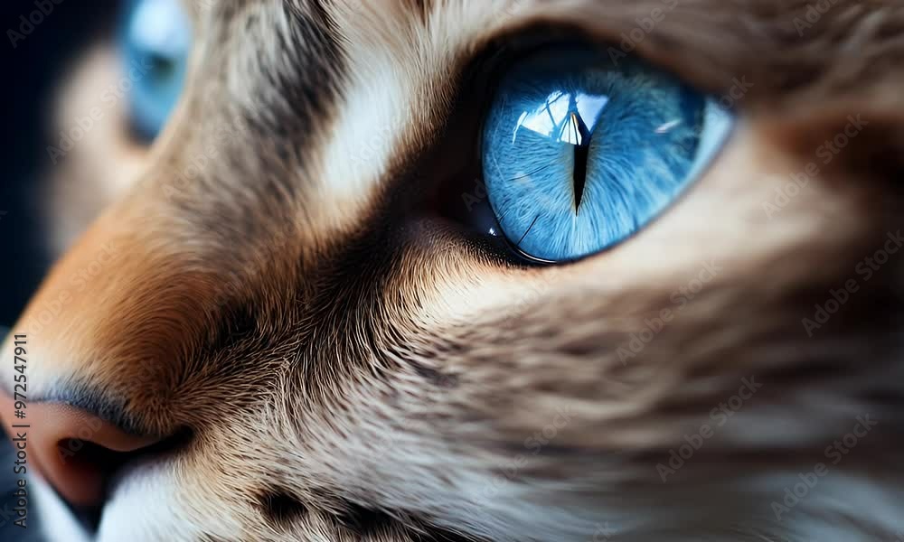 Nahaufnahme einer Katze mit intensiven blauen Augen