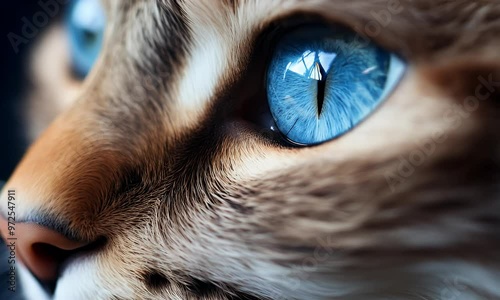 Nahaufnahme einer Katze mit intensiven blauen Augen