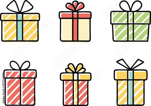 Vector illustration of various holiday gift boxes