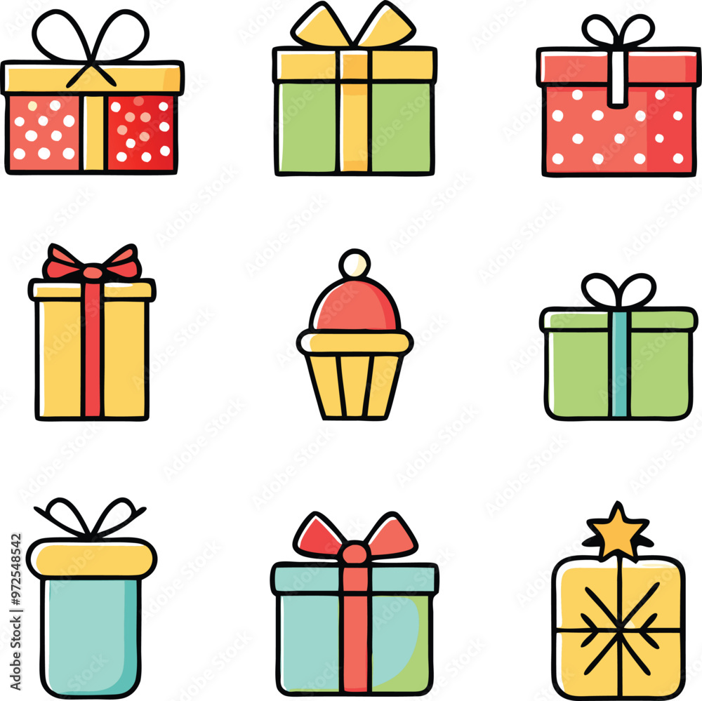 Vector illustration of various holiday gift boxes Vector illustration of various holiday gift boxes