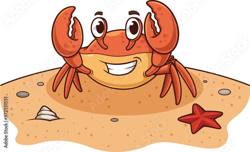 Cute crab walking on the beach vector image