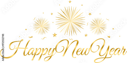 Obraz na płótnie gold lettering - happy new year, gold fireworks, stars, vector, png w salonie