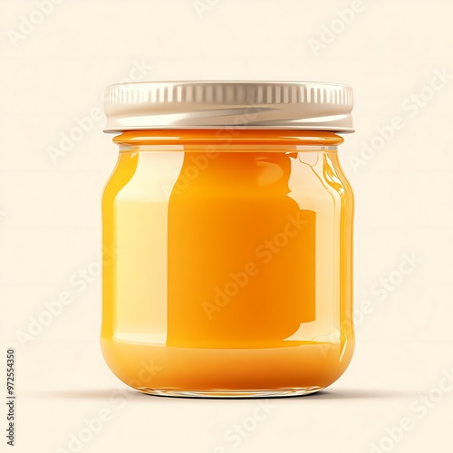 Minimalist cartoon baby food jar illustration in with clean lines and a simple design new beautiful stock image illustration AI