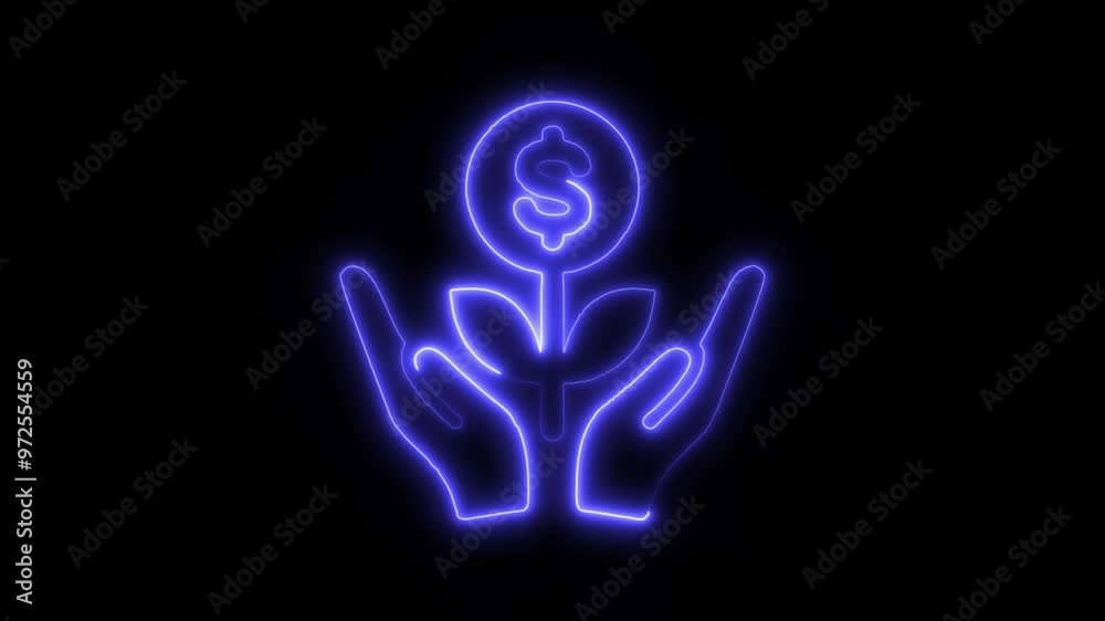 Financial Growth Icon in Video HD Neon Animation – Investment and Sustainability Symbol with Dynamic Glow on Black Background Financial Growth Icon in Video HD Neon Animation – Investment and Sustainability Symbol with Dynamic Glow on Black Background