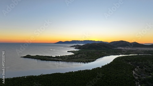 Aerial Sunrise of Bohle River Townsville Queensland Australia photo