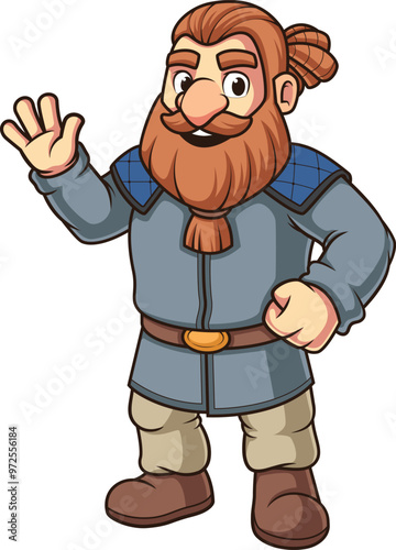 Male medieval dwarf smiling as he waves hello vector image