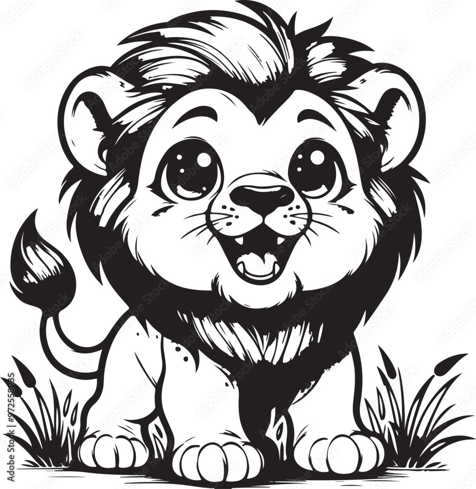 Fototapeta premium cute lion clipart vector design,awesome cute lion svg,high resolution printable cute lion artwork
