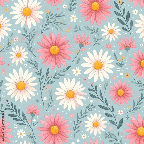 A wallpaper of seamless flowers pattern background 