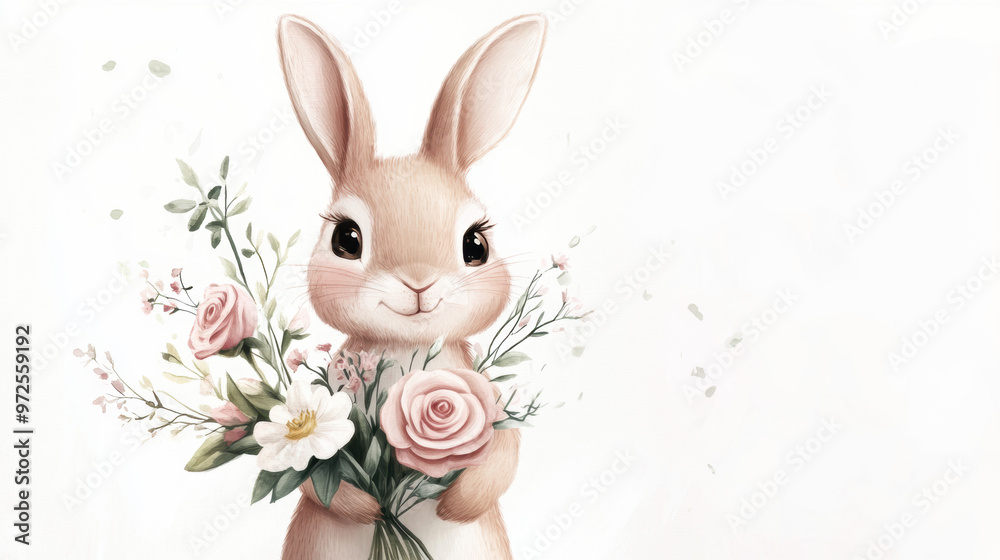 Obraz premium Bunny with Flowers.