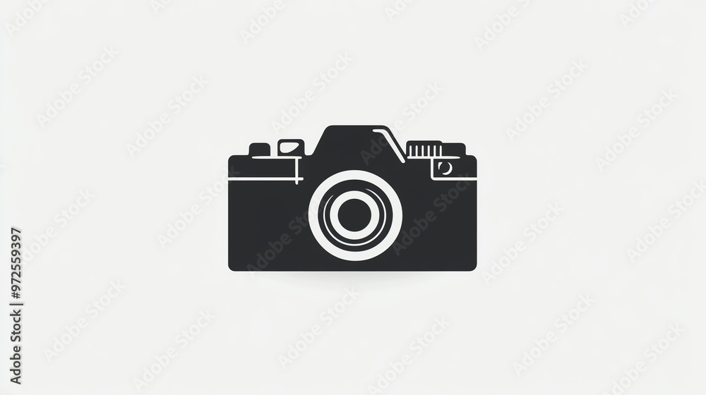 Fototapeta premium Simple black and white camera icon.