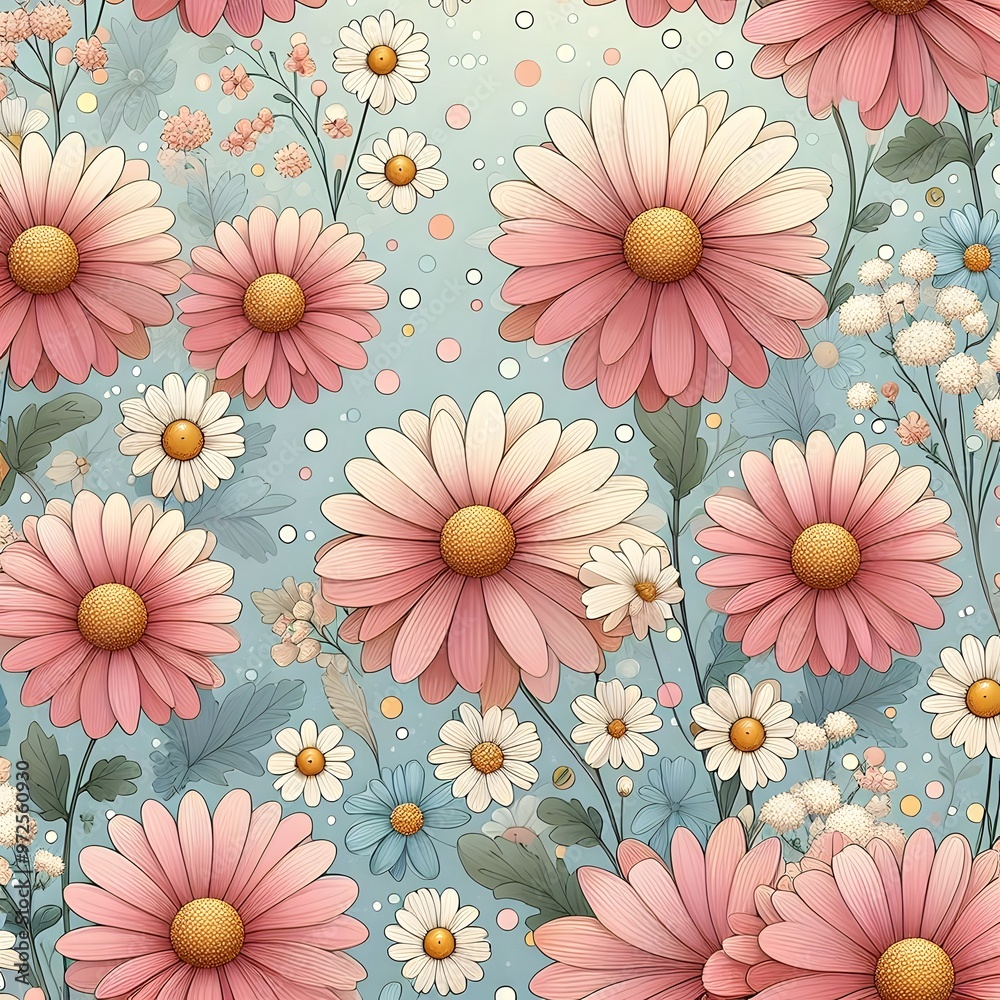 A wallpaper of seamless flowers pattern background A wallpaper of seamless flowers pattern background