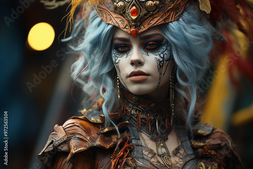 Generative AI concept portrait of scary horrible personage fantasy female person celebrate happy halloween day