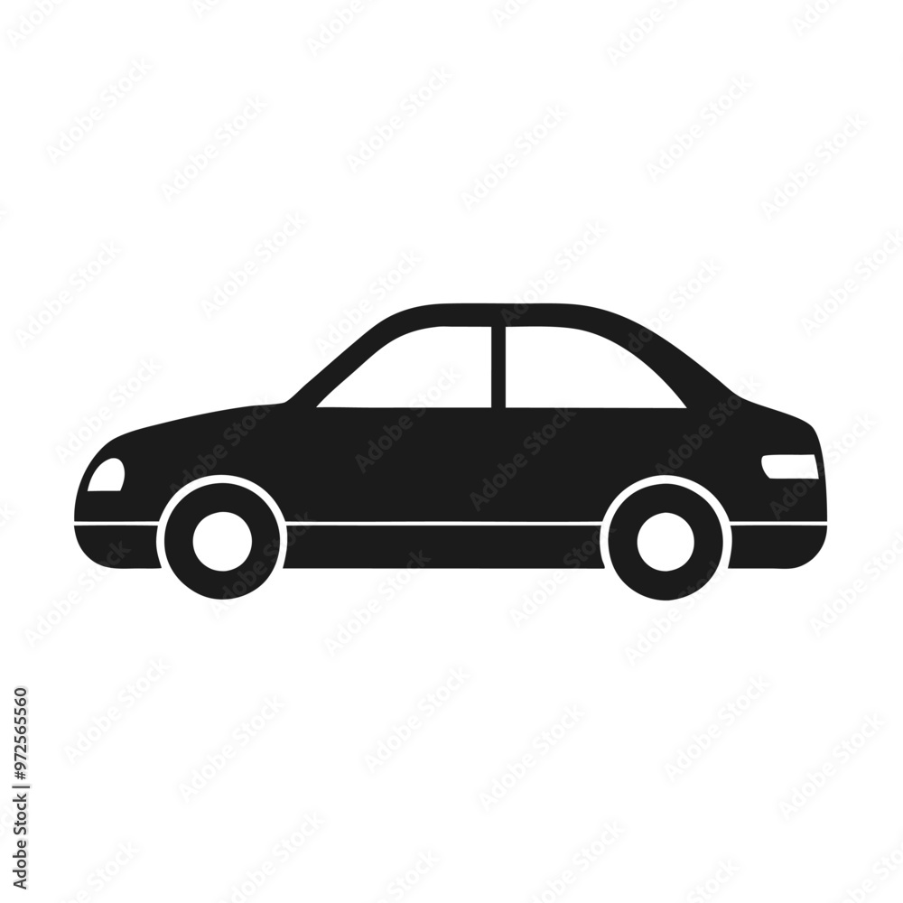 Fototapeta premium a simple car, vector silhouette, isolated white background 