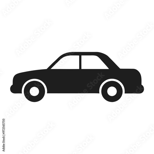 a simple car, vector silhouette, isolated white background 