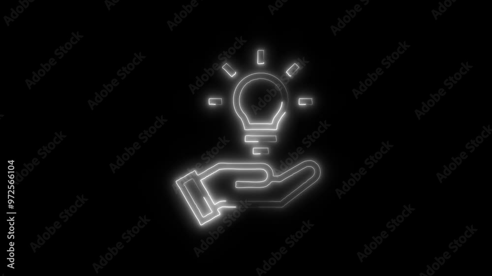 Creative Idea Lightbulb Icon in Video HD Neon Animation – Innovation Symbol with Dynamic Glow on Black Background Creative Idea Lightbulb Icon in Video HD Neon Animation – Innovation Symbol with Dynamic Glow on Black Background