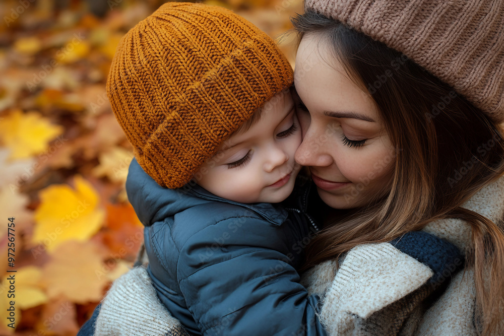 Amazing wonderful autumn season, people admiring golden fall colors outdoors, Generative AI
