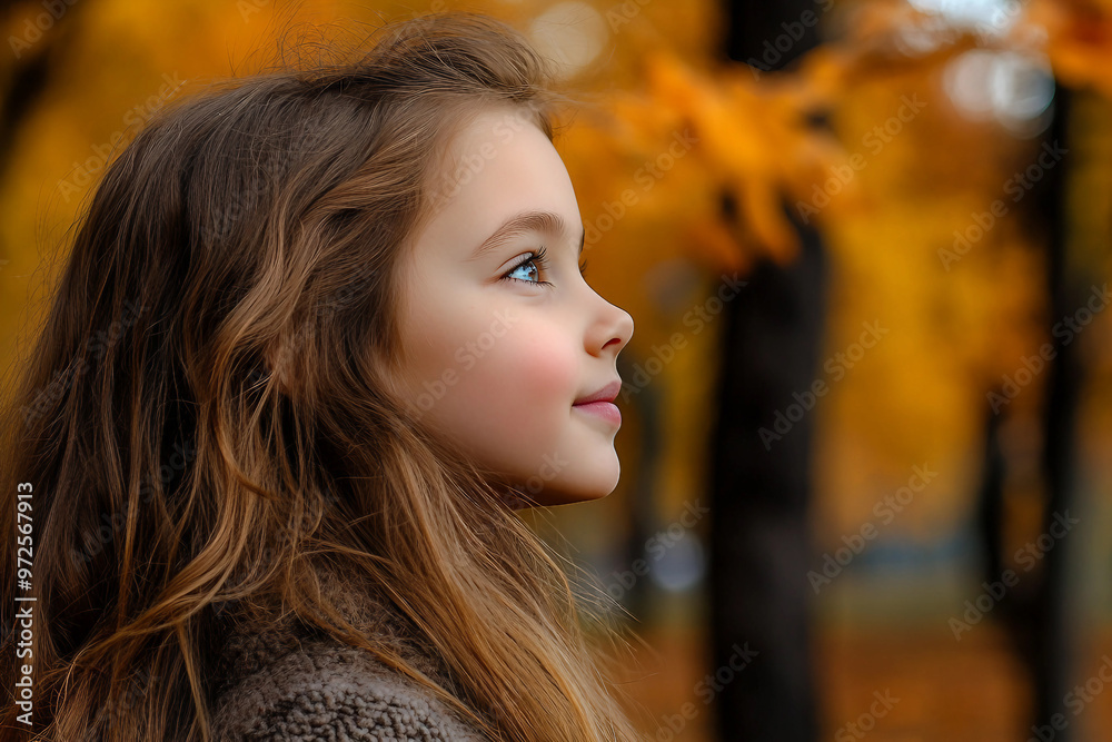 Fototapeta premium Amazing wonderful autumn season, people admiring golden fall colors outdoors, Generative AI