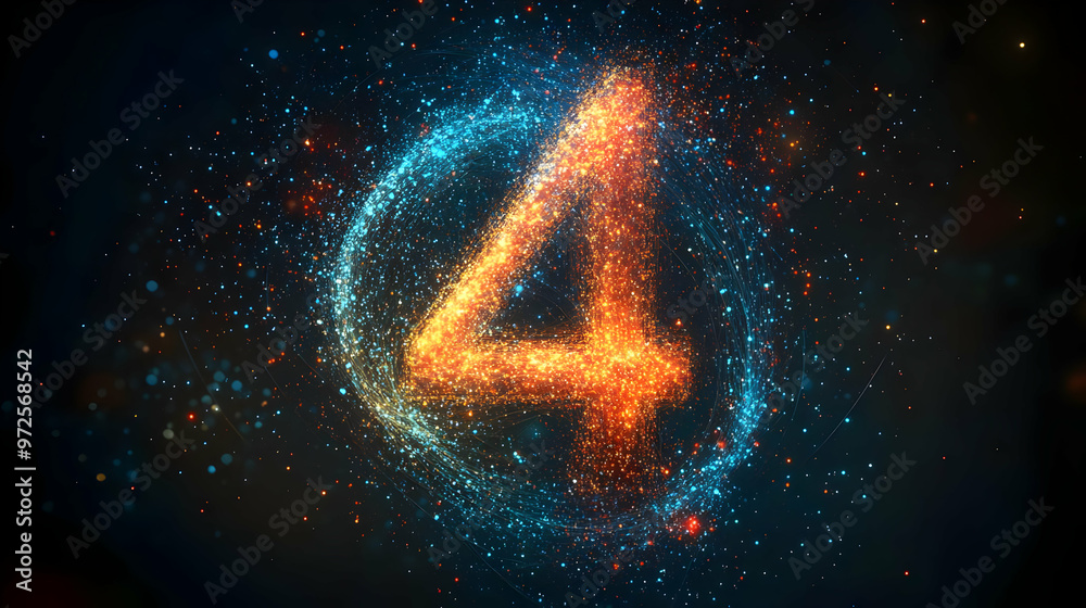 © HQAsset - Number 4 Particles Background with Colorful Sparkles