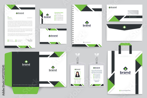 Green and black stationery design