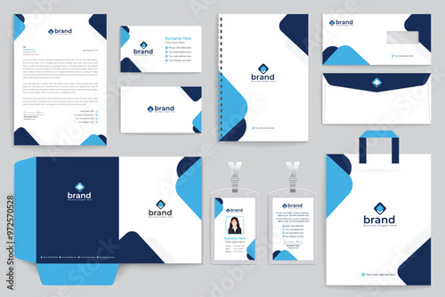 Blue and black color stationery design