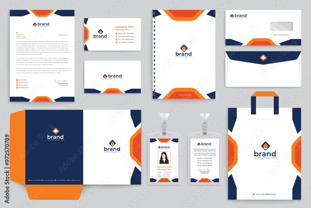 Orange shape stationery design Orange shape stationery design