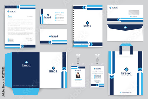 Blue and black color stationery design