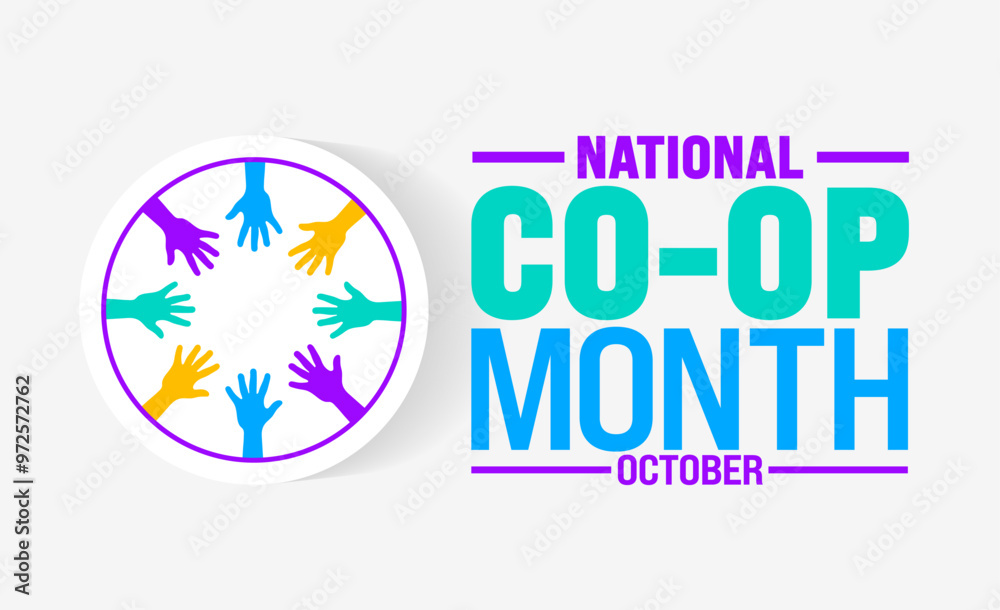 National Co op Month background or banner design template is observed every year in October. Holiday concept. Template for card, poster, placard, template. eps 10
