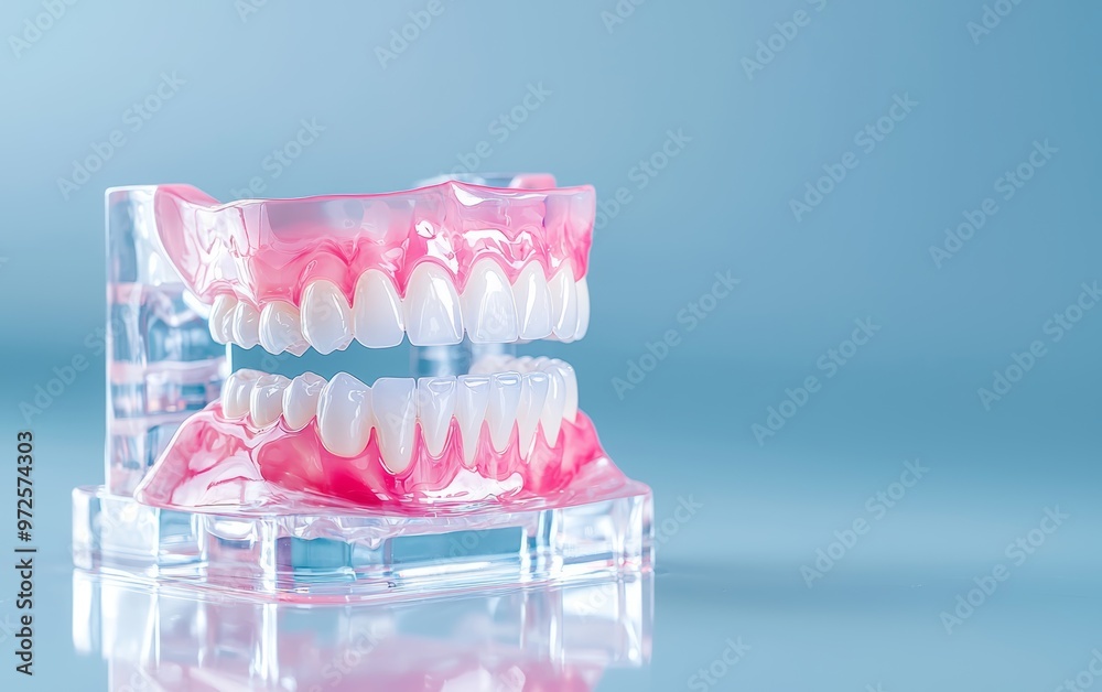 Obraz premium How does this image convey the message that modern dental practices prioritize both health and aesthetic outcomes